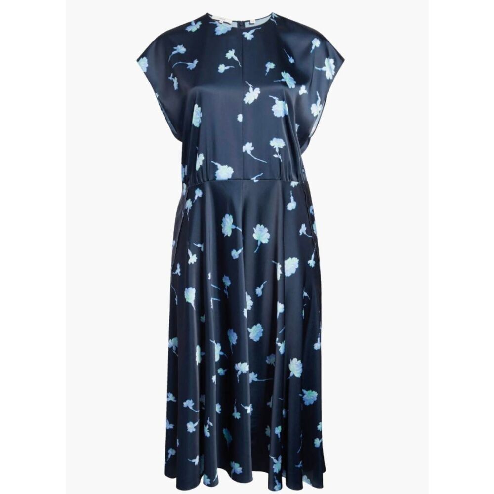 Vince Women's Plus Size 24 Costal Sea Carnation Cap Sleeve Midi Dress
